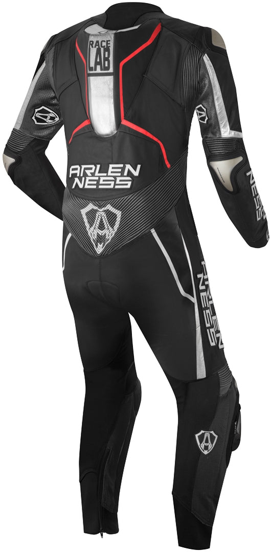 Arlen Ness Alcarras Race One Piece Kangaroo Motorcycle Leather Suit#color_black-red-white-grey