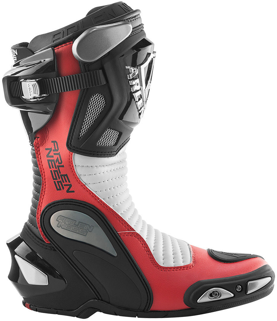 Arlen Ness Xaus Replica Motorcycle Boots#color_black-red-white