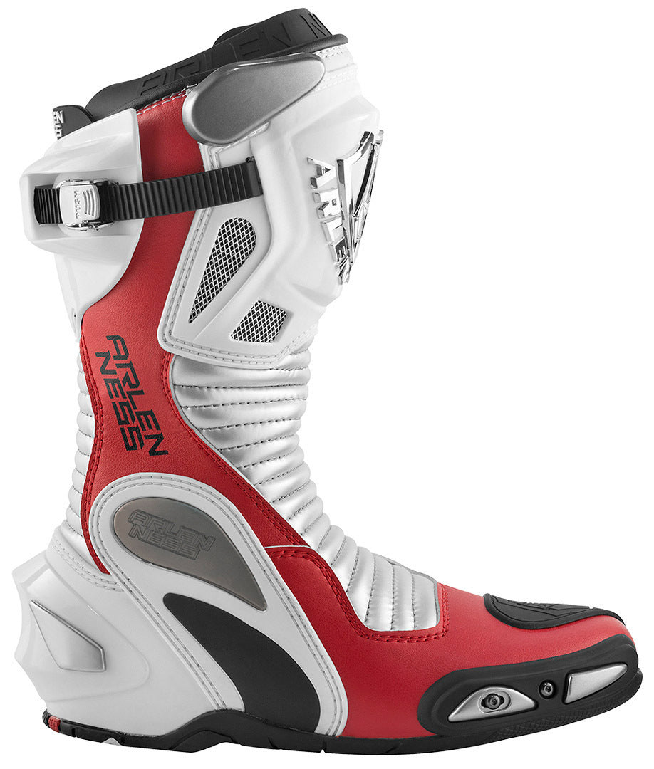 Arlen Ness Xaus Replica Motorcycle Boots#color_white-black-red