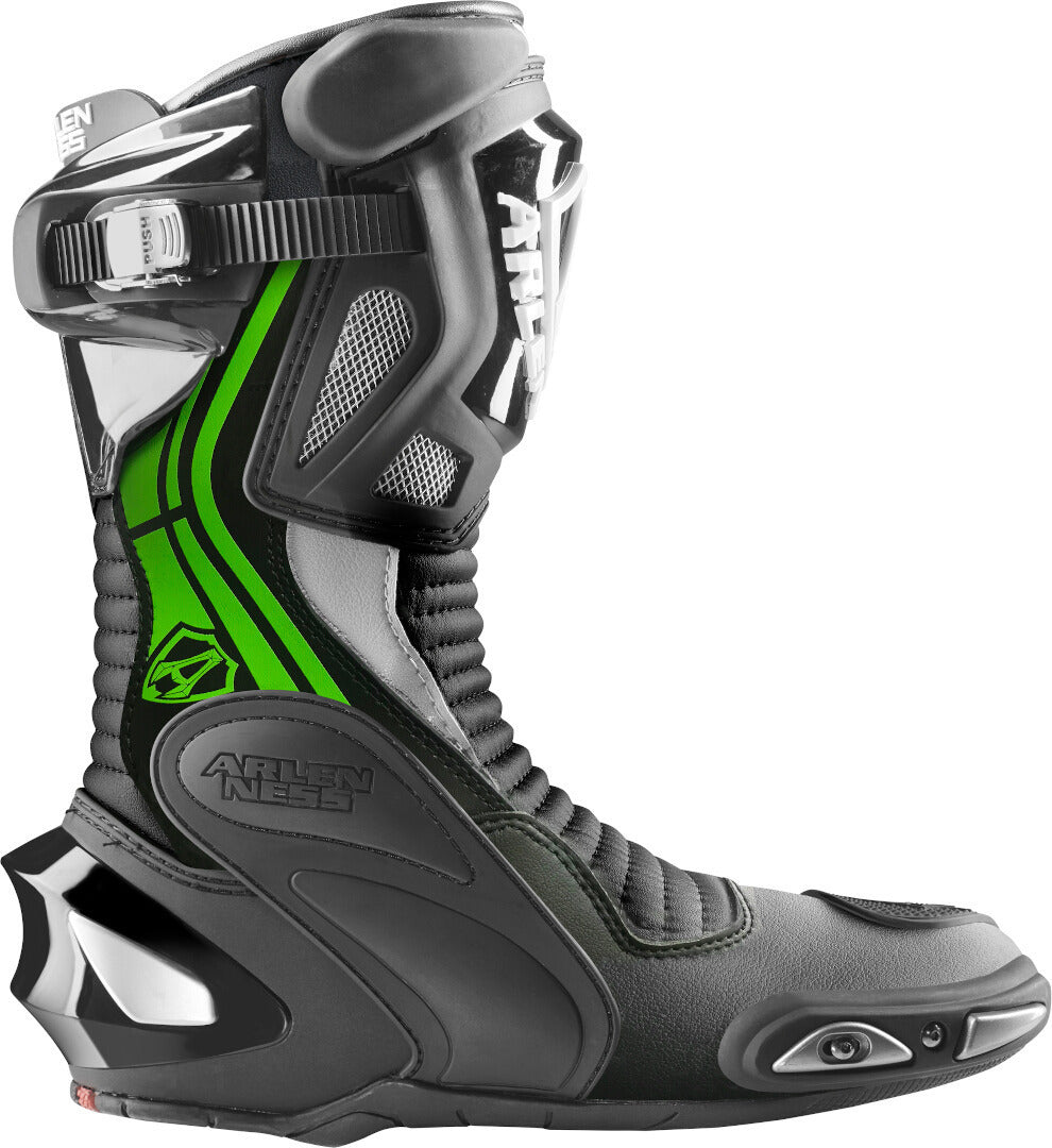 Arlen Ness Pro Shift 2 Motorcycle Boots#color_black-white-green