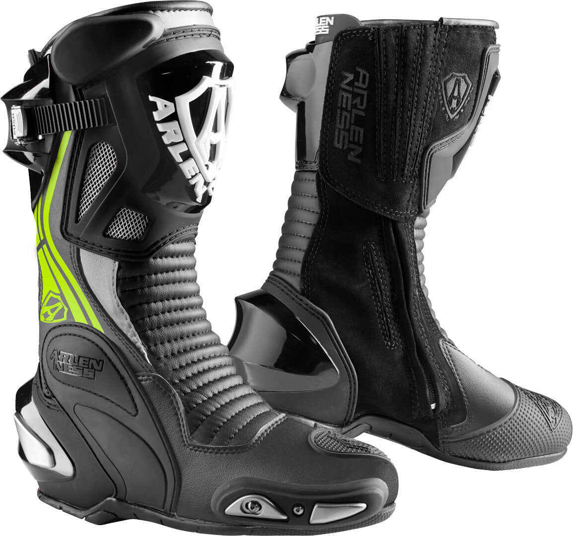 Arlen Ness Pro Shift 2 Motorcycle Boots#color_black-yellow-fluo