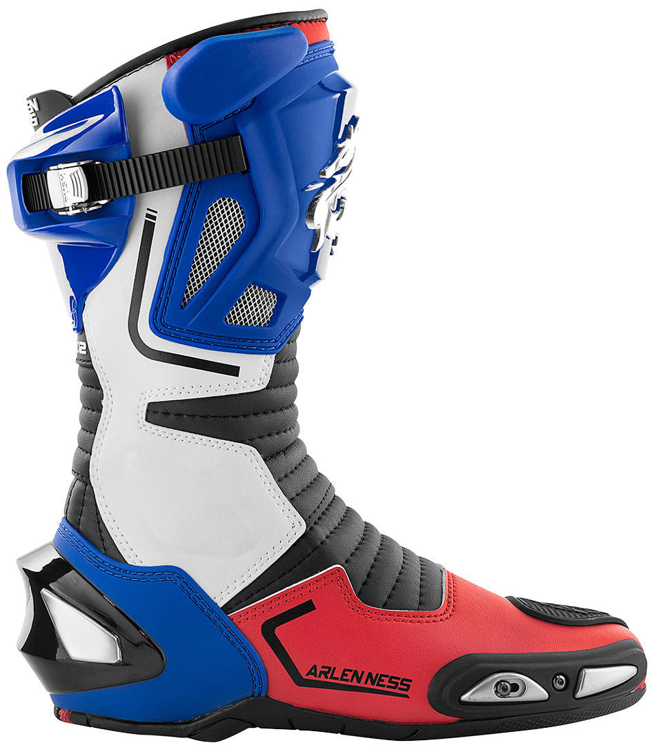 Arlen Ness Sugello Motorcycle Boots#color_blue-white-red