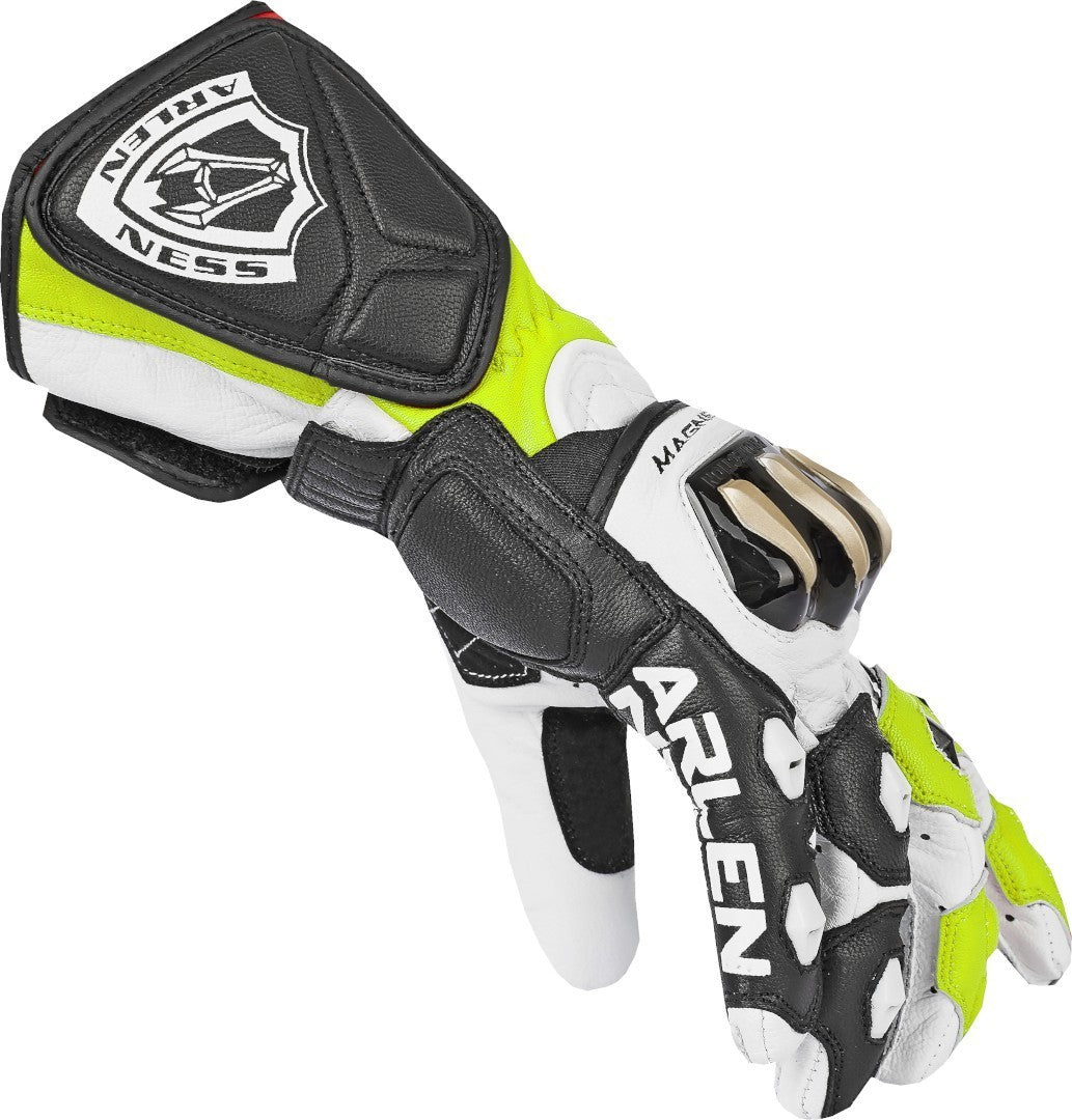 Arlen Ness Sugello Motorcycle Gloves#color_black-white-yellow