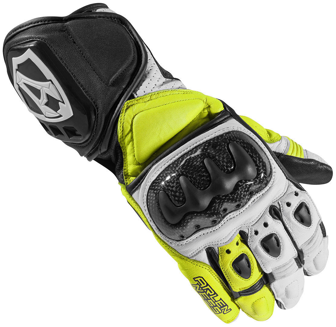 Arlen Ness Sprint Motorcycle Gloves#color_black-white-yellow