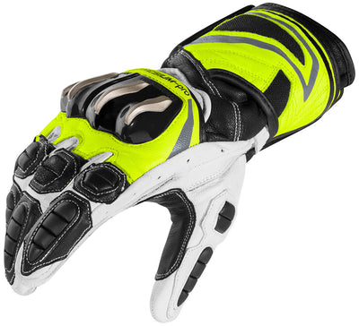 Arlen Ness Yakun Evo Motorcycle Gloves#color_black-white-fluo-yellow