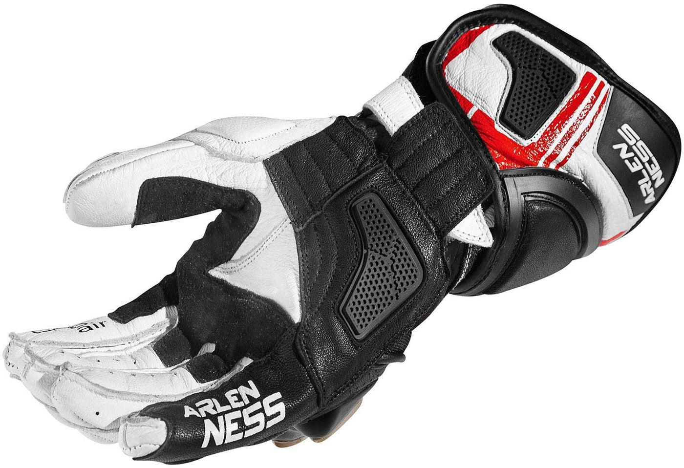 Arlen Ness Assen Motorcycle Gloves#color_black-white