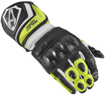 Arlen Ness Monza 2.0 Motorcycle Gloves#color_black-white-fluo-yellow