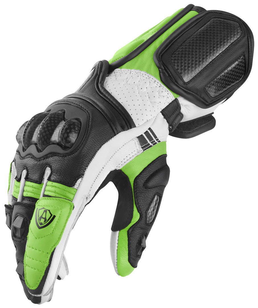 Arlen Ness RG-X Motorcycle Gloves#color_black-white-green