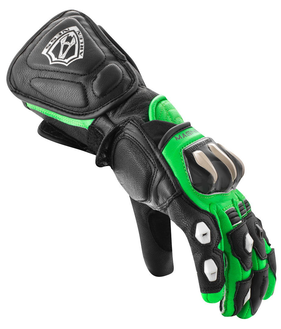 Arlen Ness Sugello Motorcycle Gloves#color_green-black