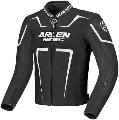 Arlen Ness Motegi Motorcycle Leatherjacket#color_black-white