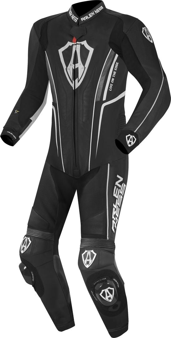 Arlen Ness Losail One Piece Leather Suit#color_black-white