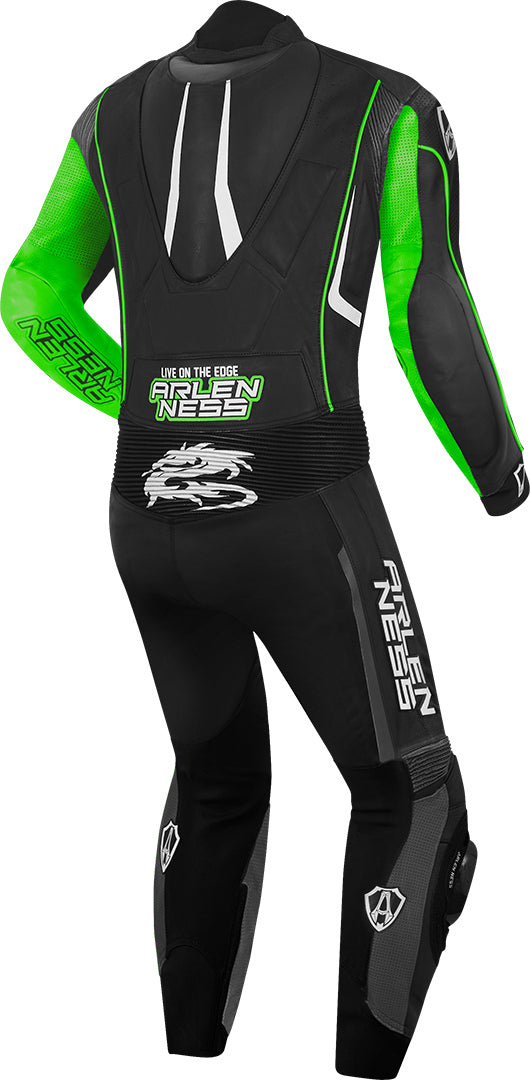 Arlen Ness Losail One Piece Leather Suit#color_black-green