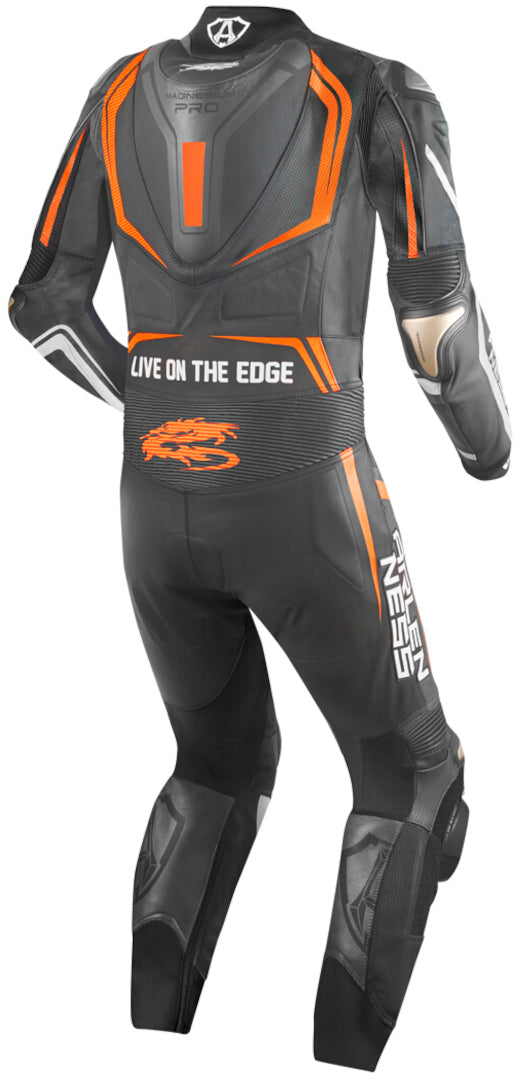 Arlen Ness Sugello 2 One Piece Motorcycle Leather Suit#color_black-orange