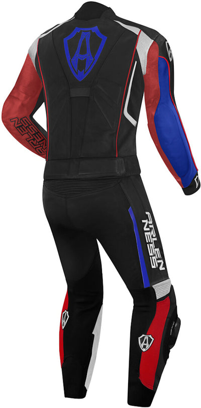 Arlen Ness Losail Two Piece Leather Suit#color_black-white-red-blue